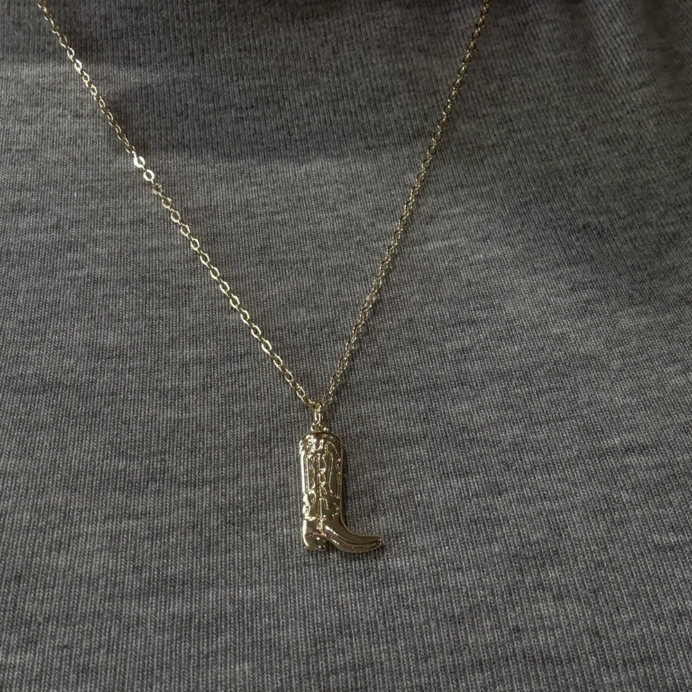 Gold Boot Pendant Necklace